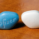 A tablet of Pfizer’s Viagra, next to its generic equivalent. Both contain the active ingredient sildenafil